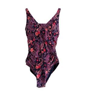 Pretty In Paisley Lands End One Piece Swimsuit Size XL